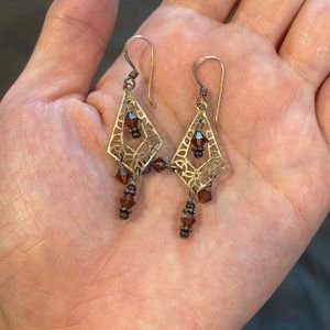 💜5 for $25 Silver and purple beaded boho earrings